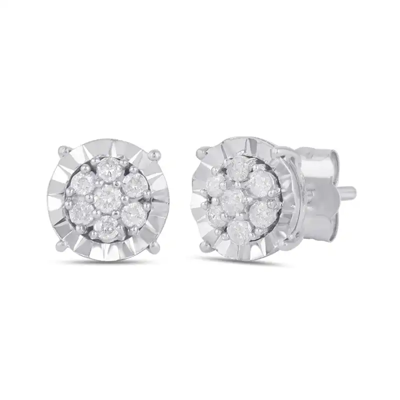 Tia Miracle Composite Earrings with 0.10ct of Diamonds in 9ct White Gold