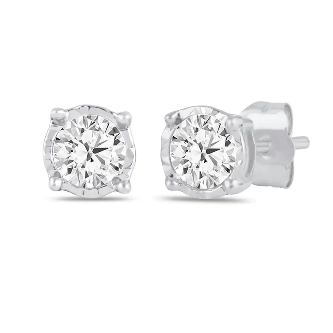 Tia Miracle Halo Stud Earrings with 1/5ct of Diamonds in 9ct White Gold