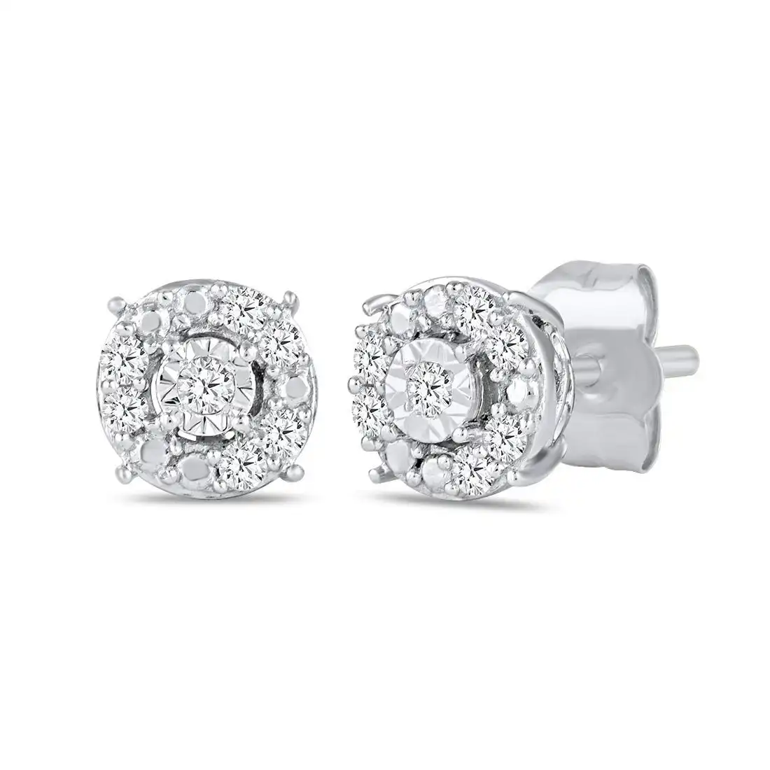 Tia Brilliant Miracle Stud Earrings with 0.10ct of Diamonds in 9ct White Gold