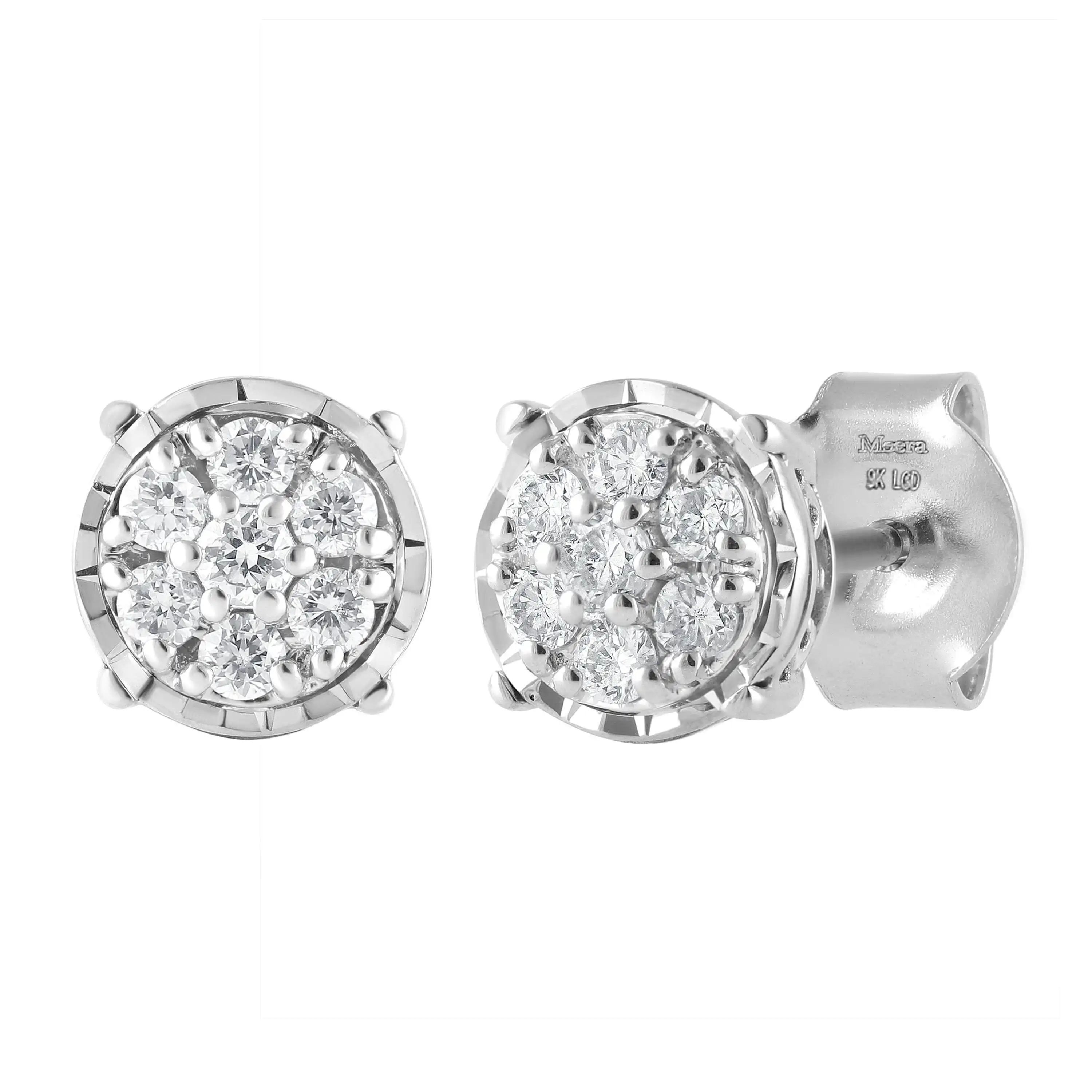Meera Flower Earrings with 1/5ct of Laboratory Grown Diamonds in 9ct White Gold
