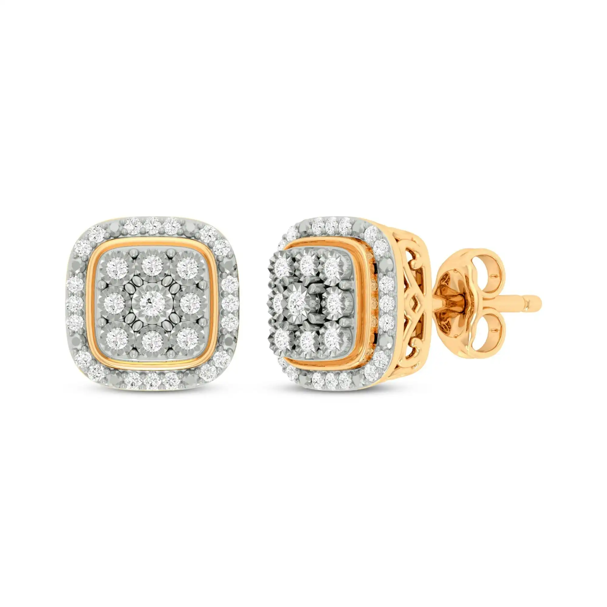 Meera Miracle Bezel Earrings with 1/5ct of Laboratory Grown Diamonds in 9ct Yellow Gold