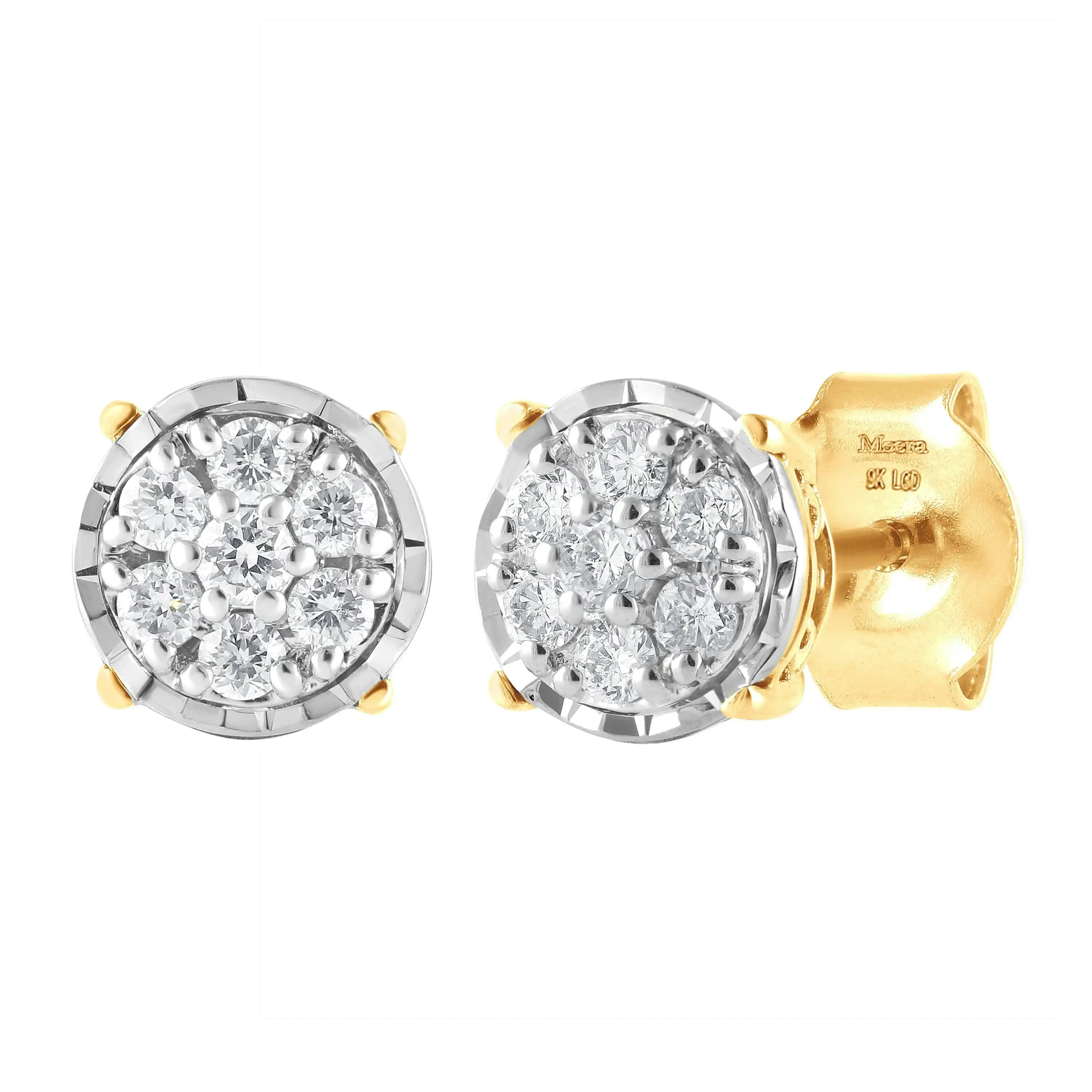 Meera Flower Earrings with 1/5ct of Laboratory Grown Diamonds in 9ct Yellow Gold