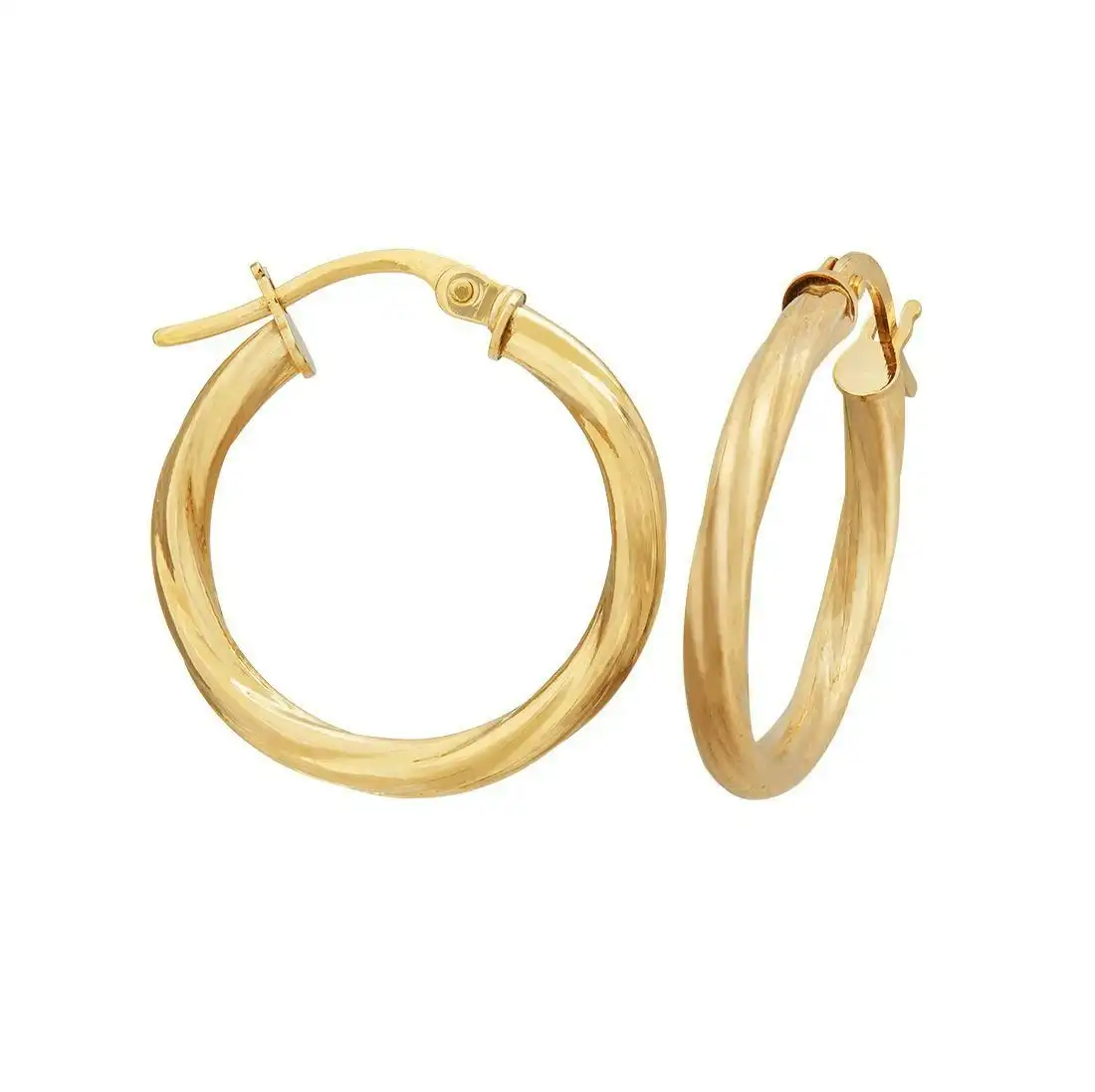 9ct Yellow Gold Twist Hoop Earrings 10mm