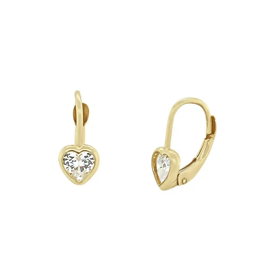 9ct Yellow Gold Heart Hoop Earrings with Cubic Zirconia