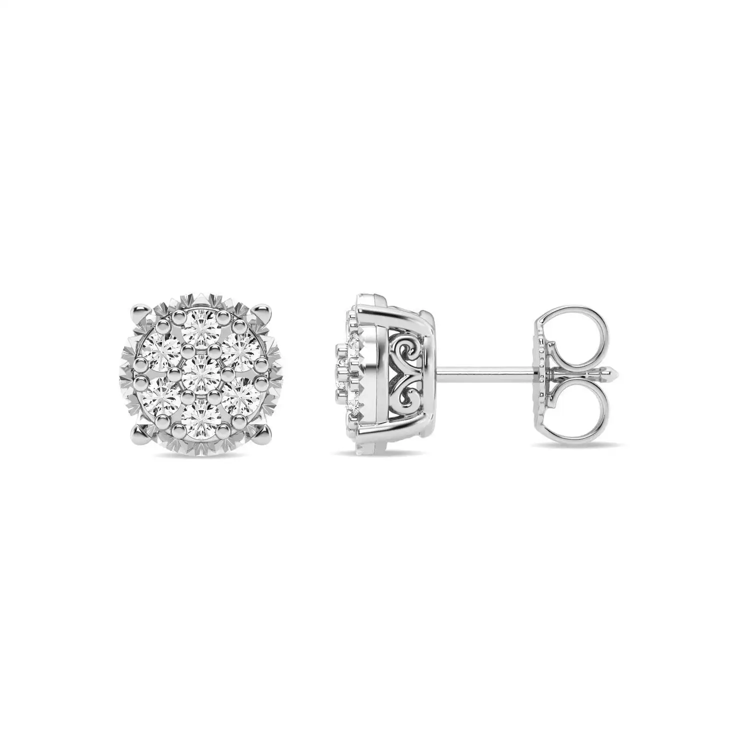 Meera Flower Composite Earrings with 1/3ct of Laboratory Grown Diamonds in 9ct White Gold