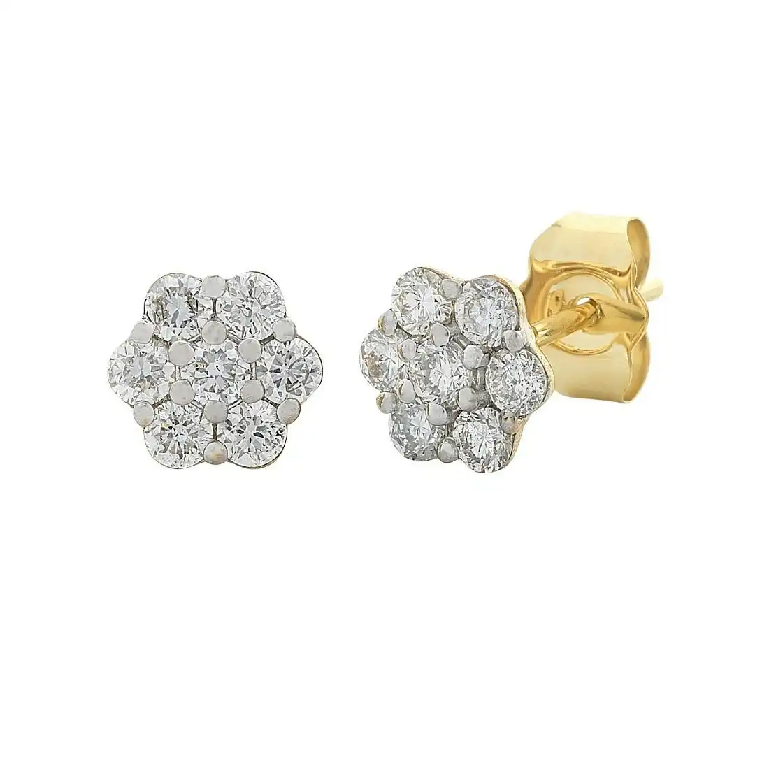 Meera Flower Earrings with 1/2ct of Laboratory Grown Diamonds in 9ct Yellow Gold