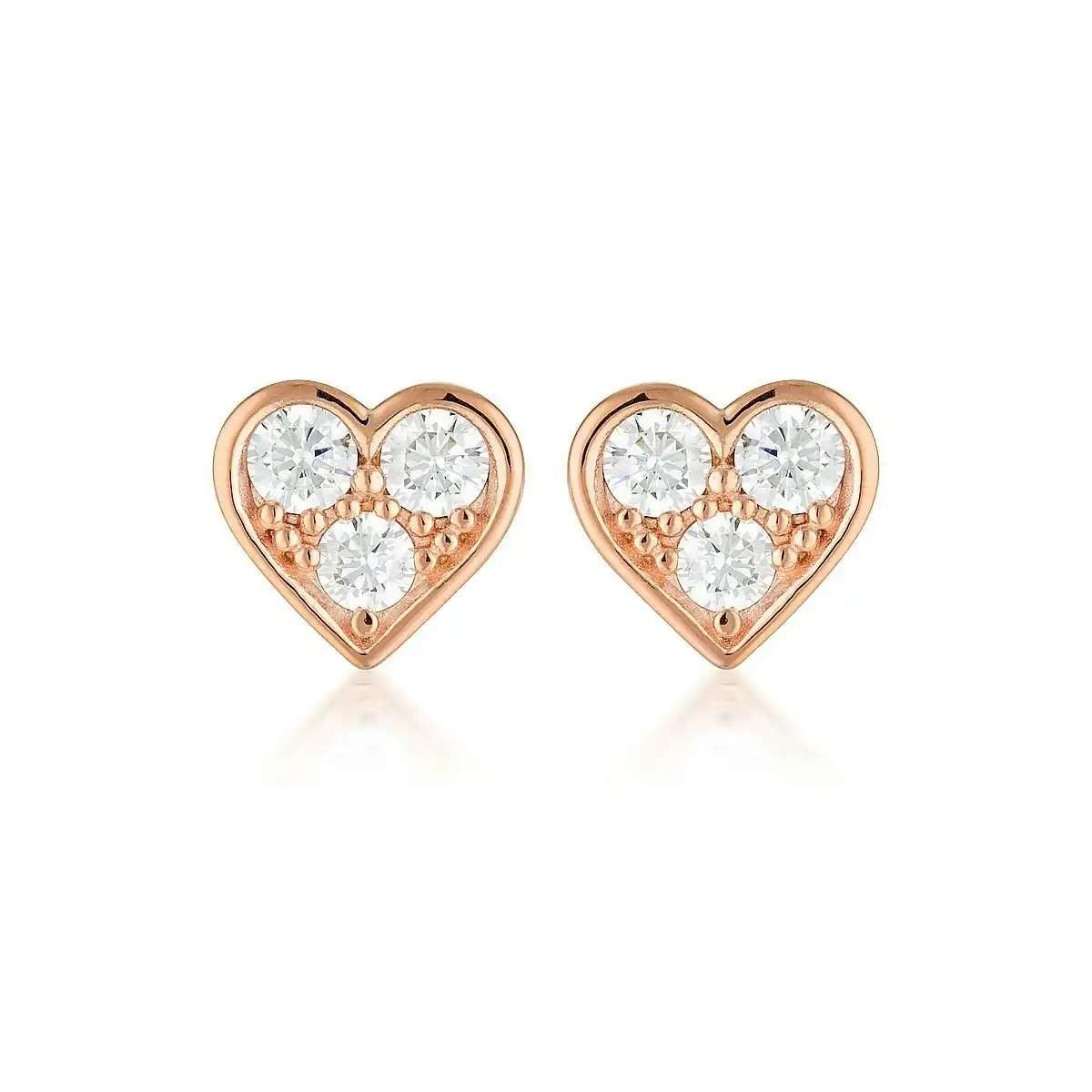 Georgini Cubic Zirconia Rose Gold Heart Earrings