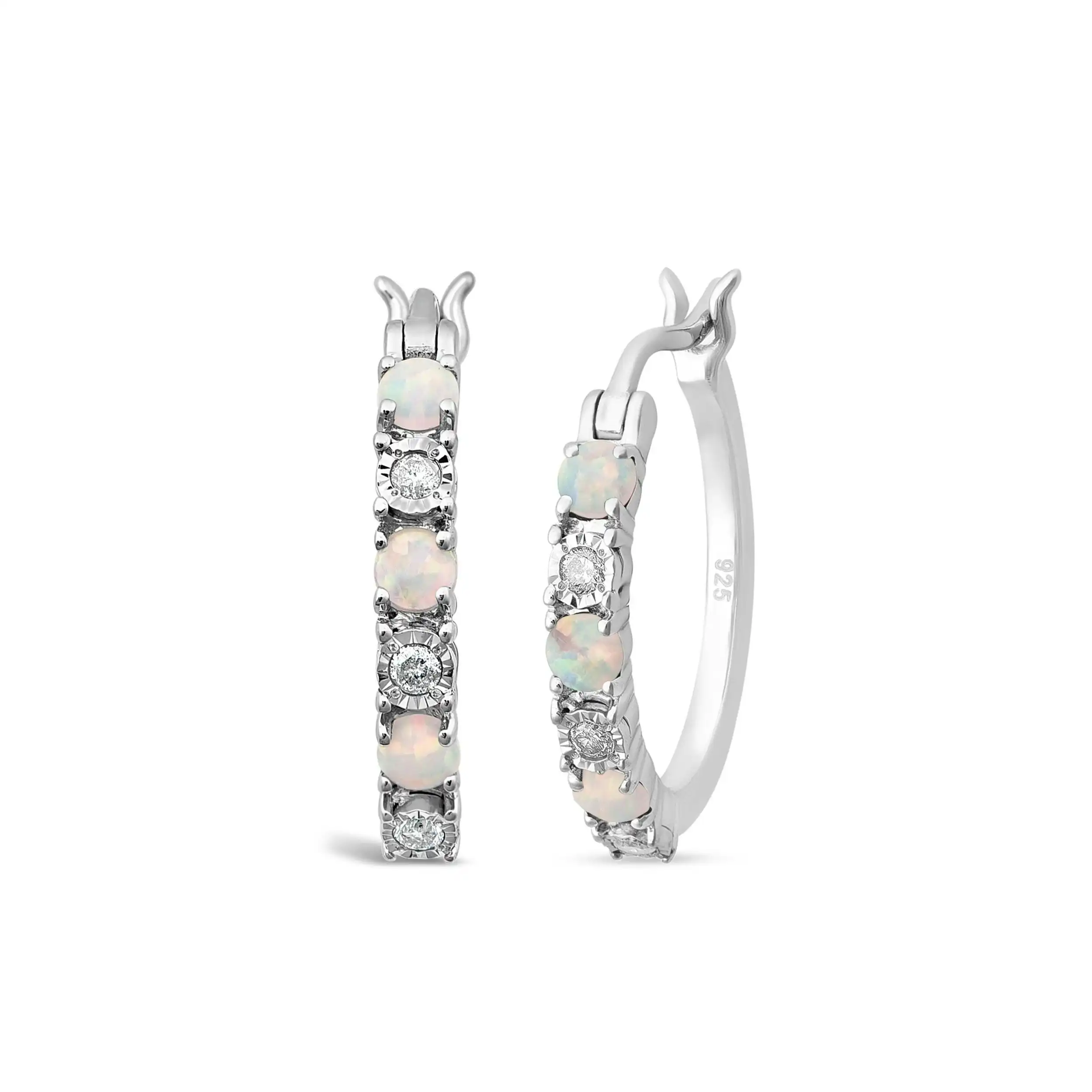 Created Opal & Diamond Hoop Earrings