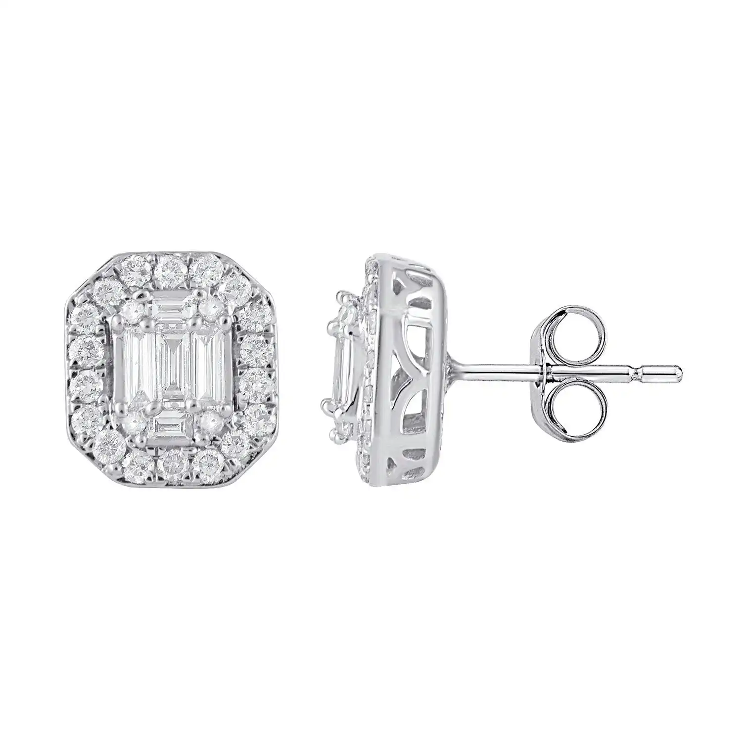 Brilliant Claw Surround Stud Earrings with 1/2ct of Diamonds in 9ct White Gold