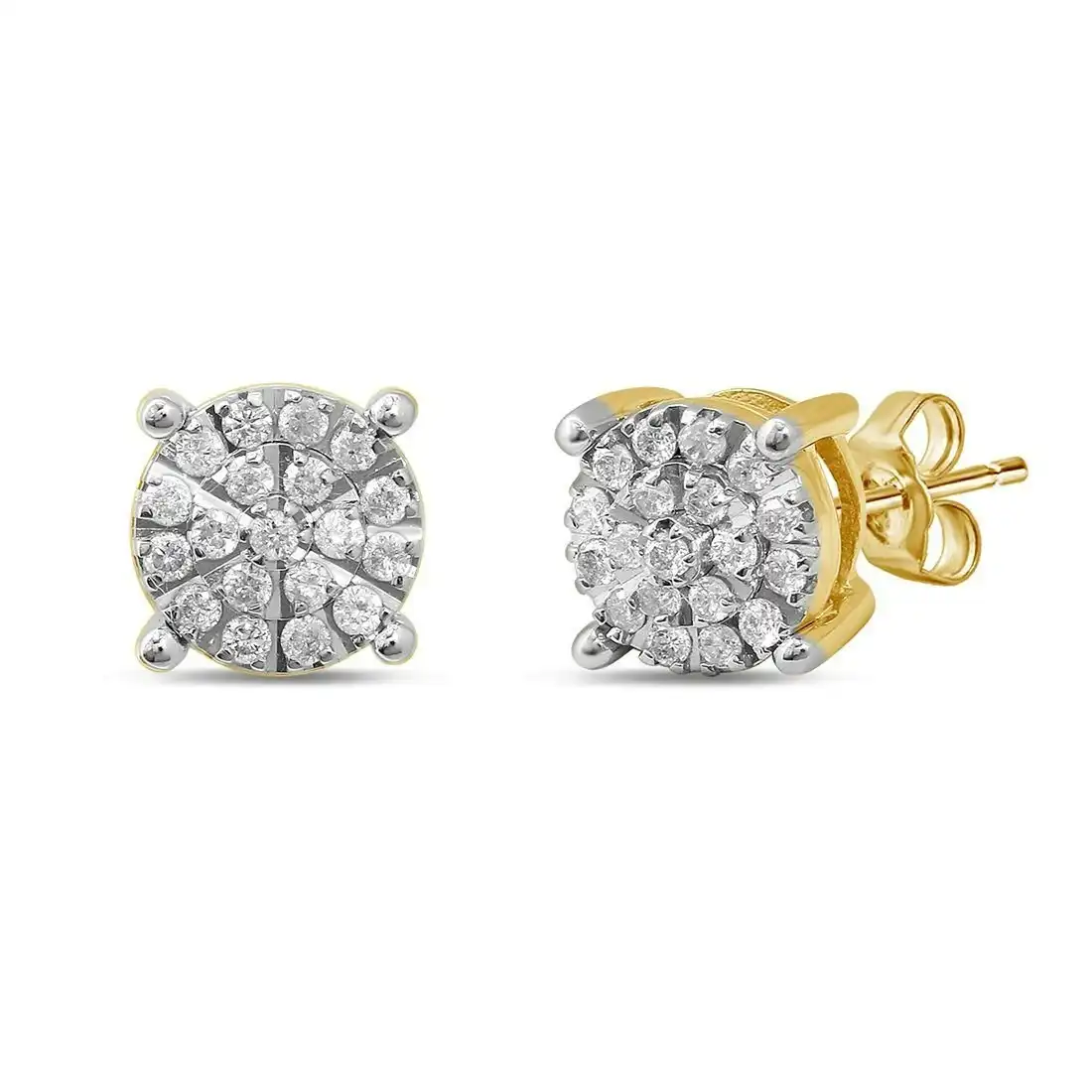 Earrings with 1/4ct of Diamonds in 9ct Yellow Gold