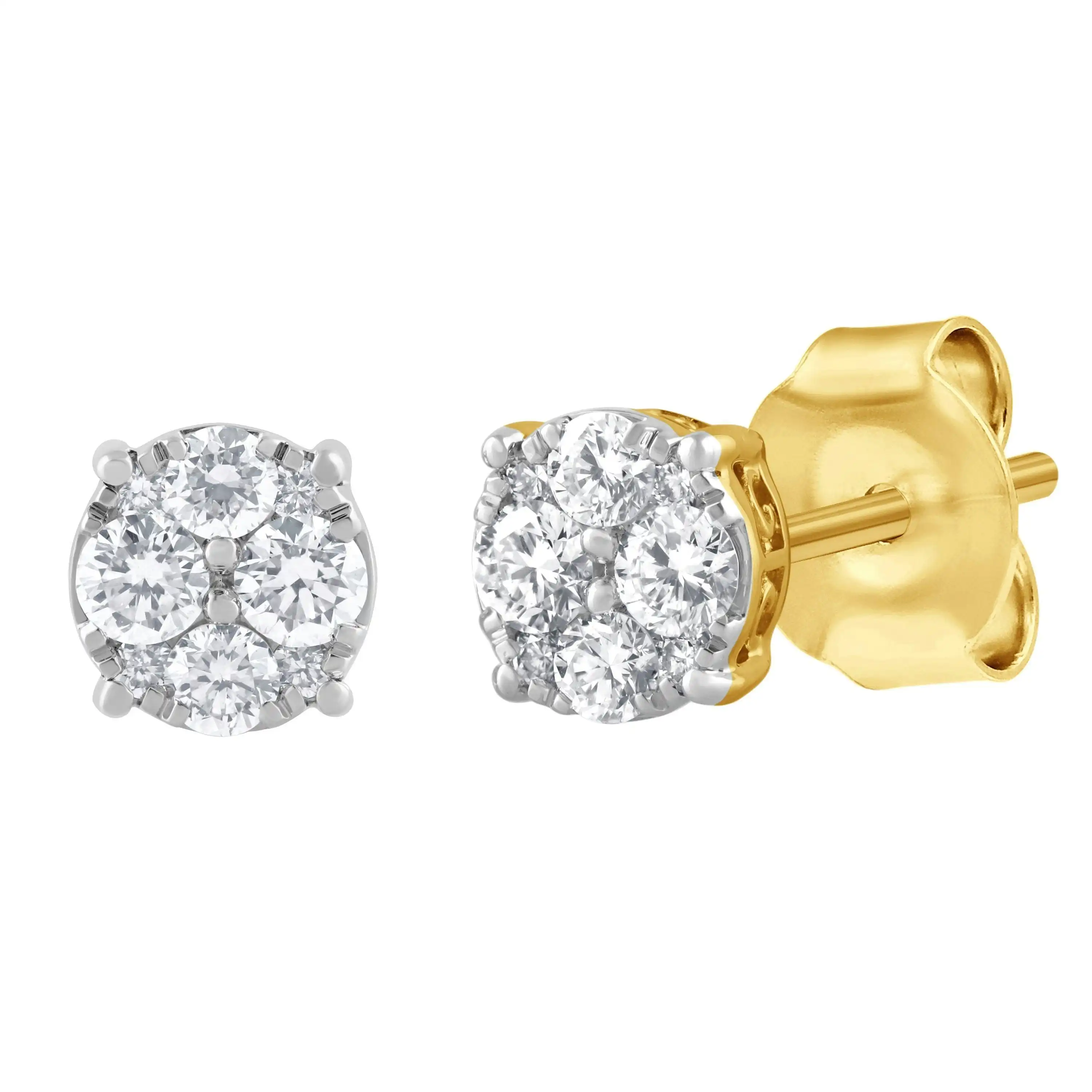 Meera Stud Earrings with 1/4ct of Laboratory Grown Diamonds in 9ct Yellow Gold