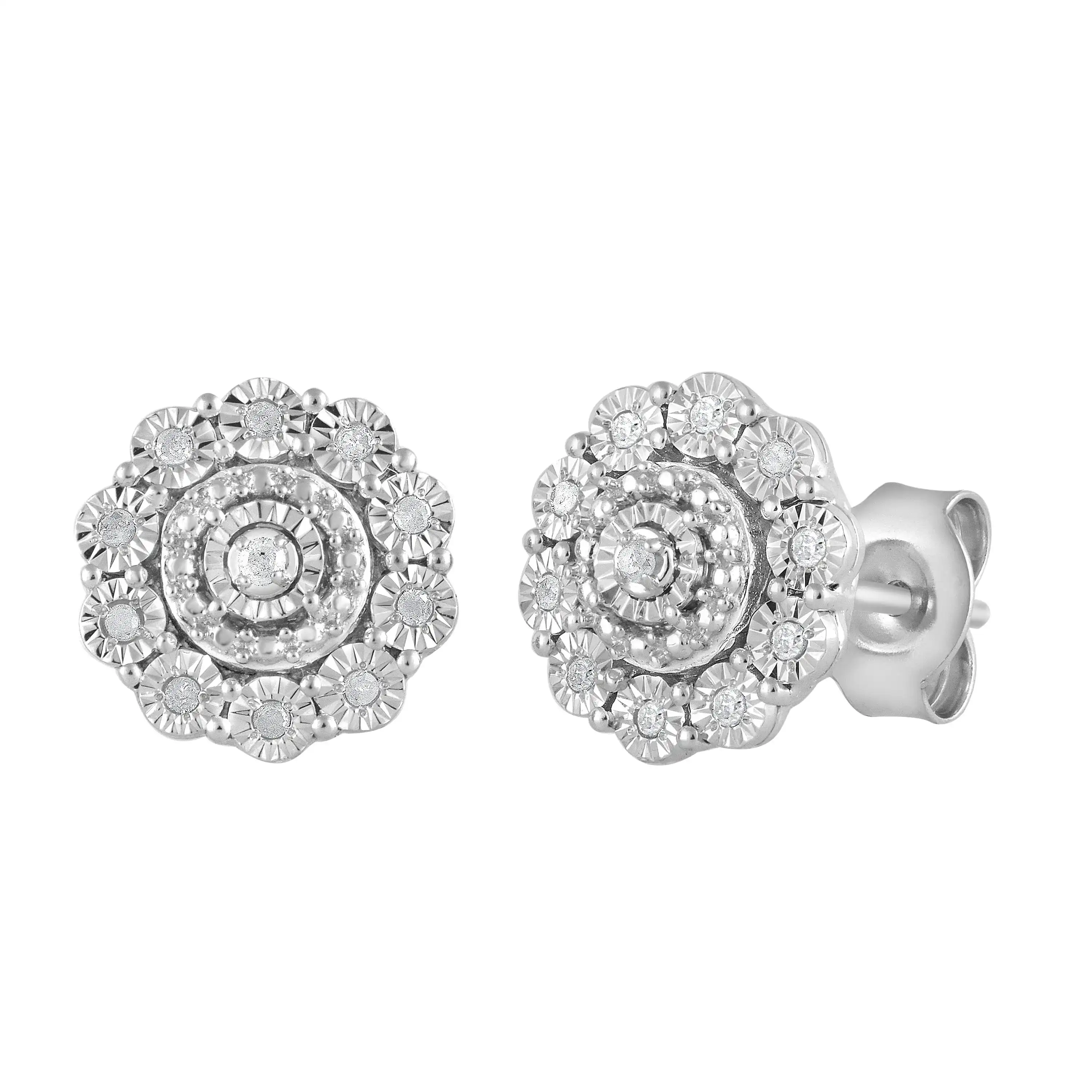 Brilliant Stud Earrings with 0.05ct of Diamonds in Sterling Silver