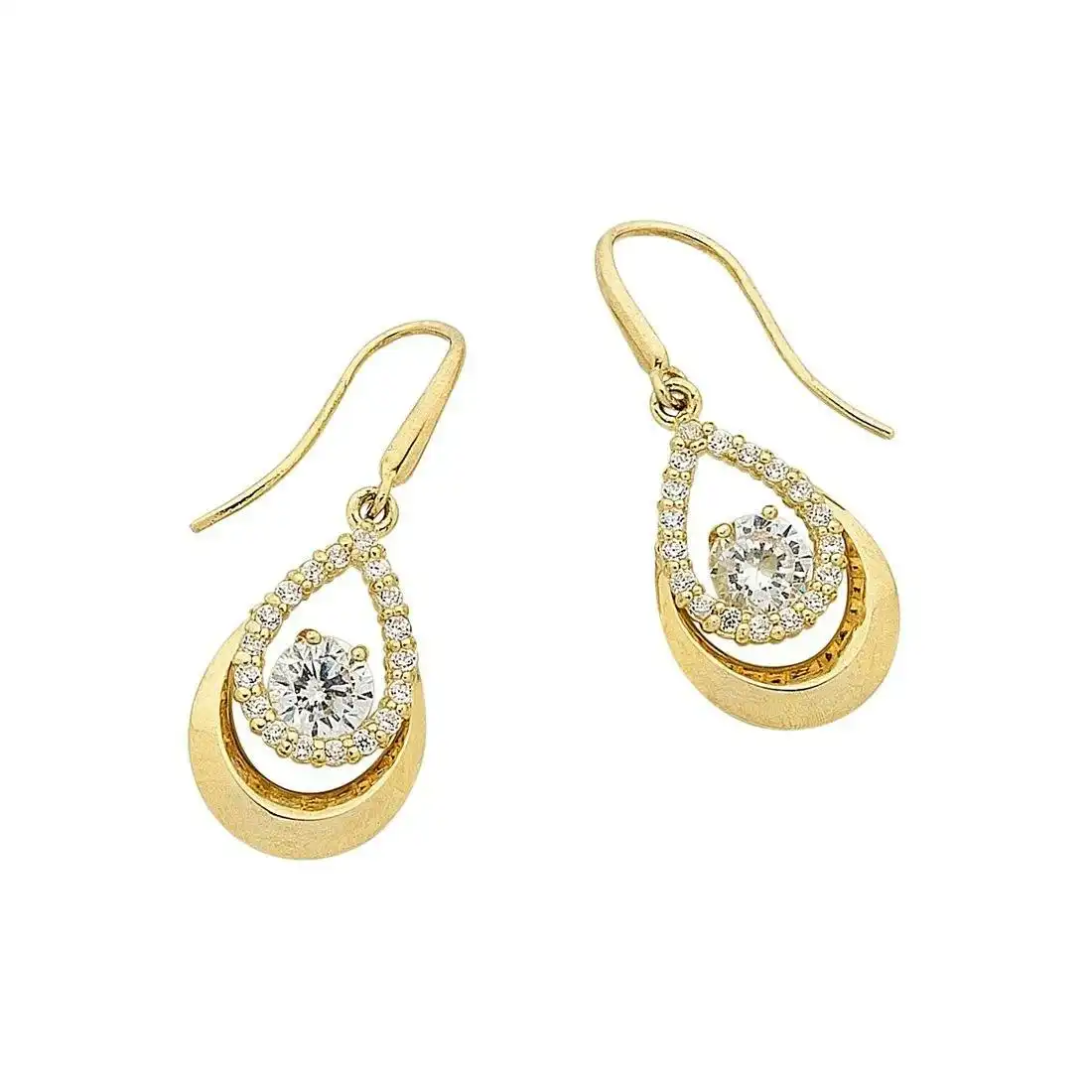 9ct Yellow Gold Pear Shaped Drop Earrings