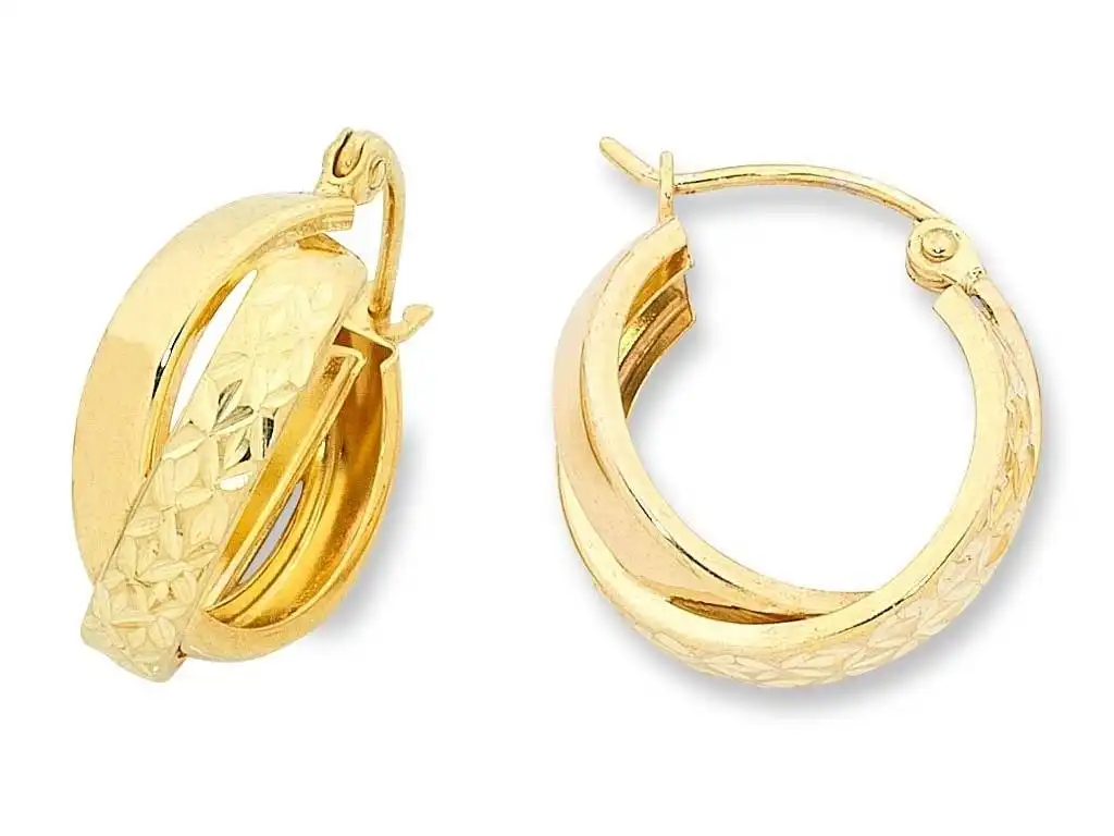 9ct Yellow Gold Silver Infused Earrings