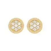 9ct Yellow Gold Silver Infused Cubic Zirconia Patterned Earrings