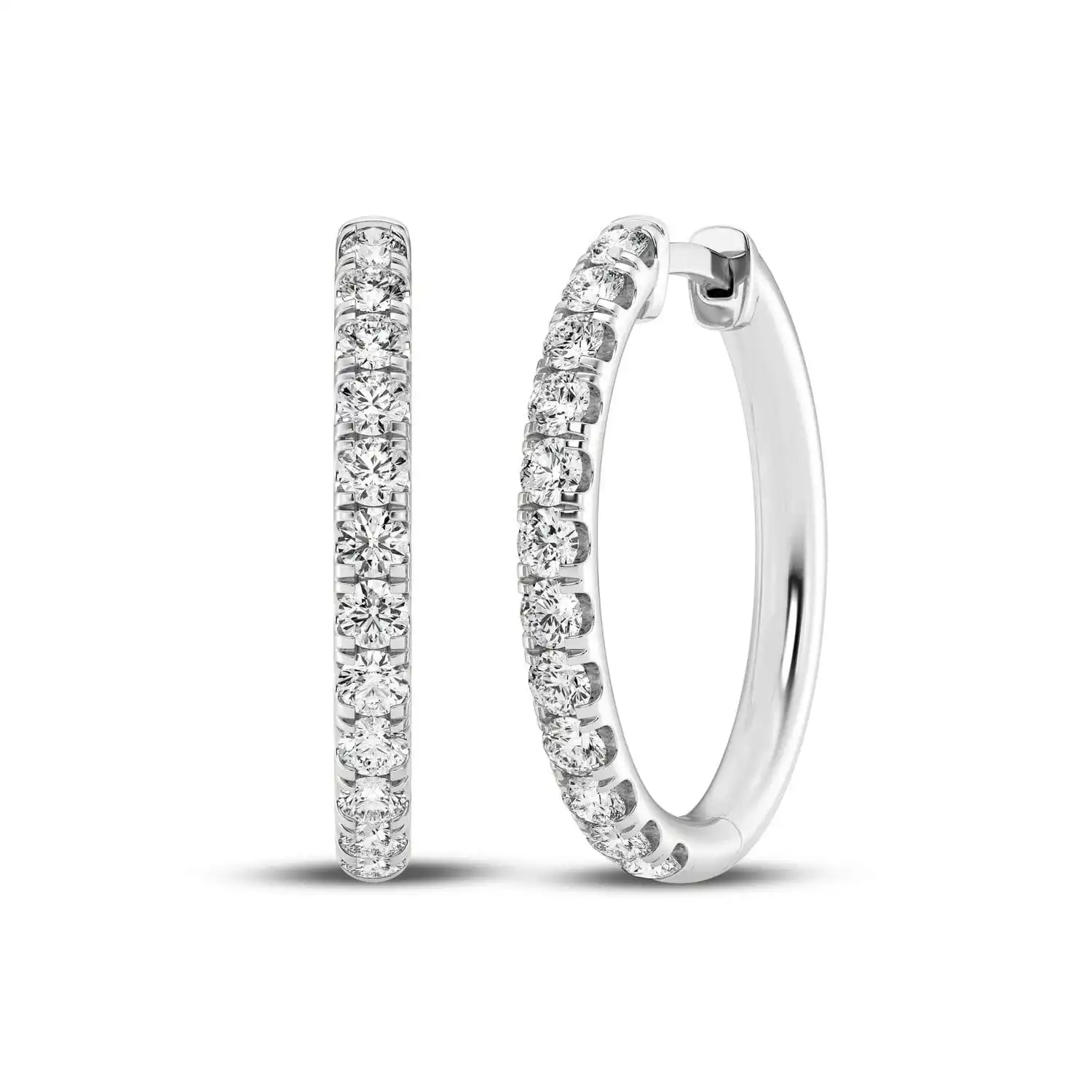 Meera Hoop Earrings with 1.00ct of Laboratory Grown Diamonds in 9ct White Gold