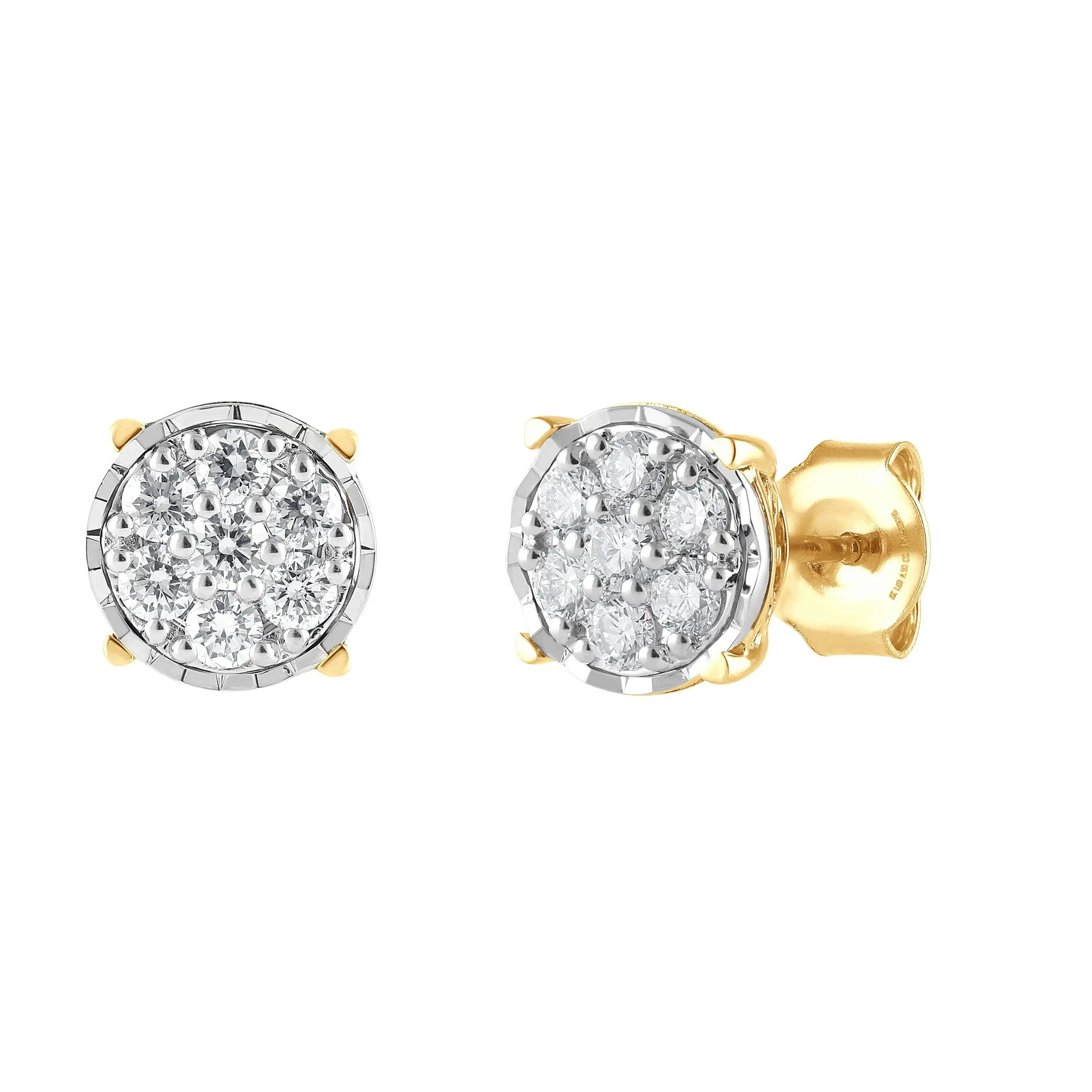 Meera Flower Composite Earrings with 1/2ct of Laboratory Grown Diamonds in 9ct Yellow Gold