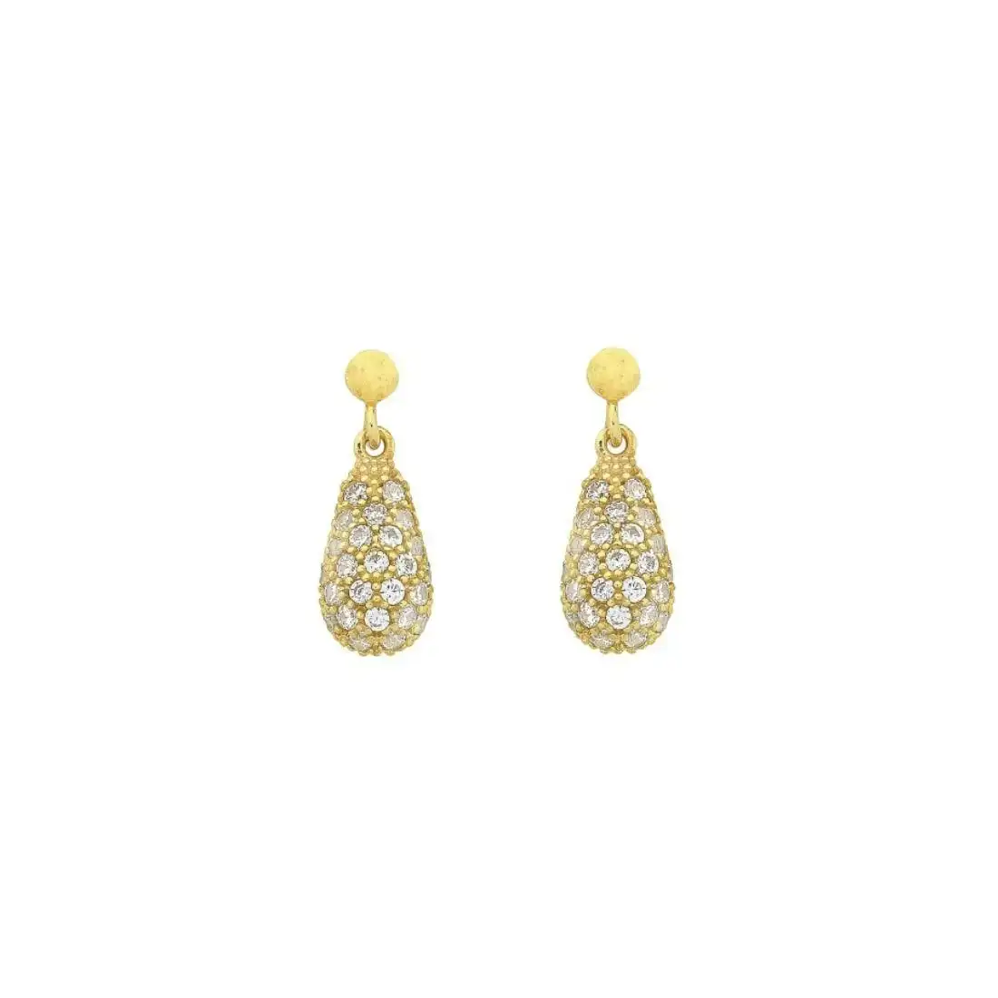 9ct Yellow Gold Silver Infused Cubic Zirconia Drop Earrings