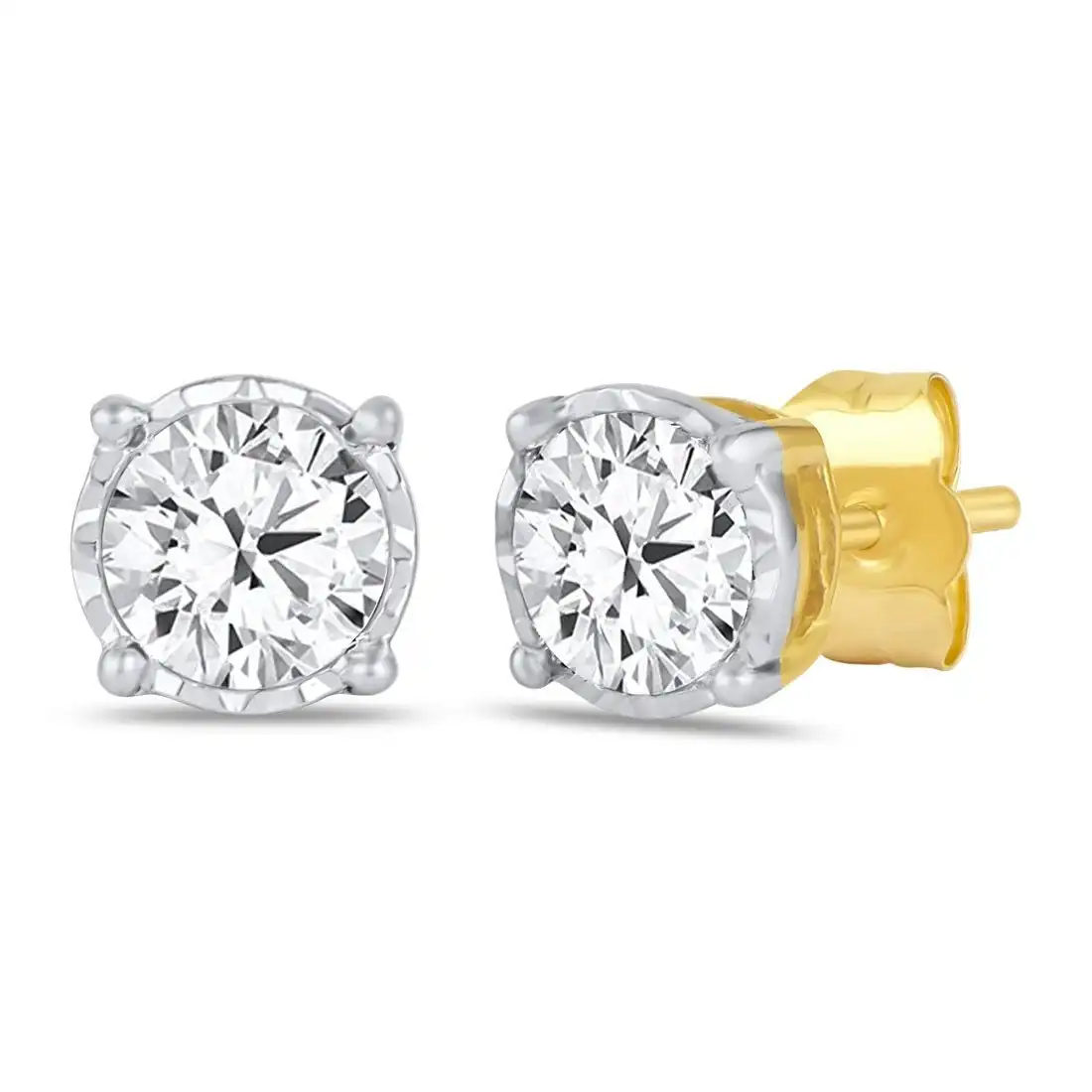 Tia Miracle Stud Earrings with 0.30ct of Diamonds in 9ct Yellow Gold
