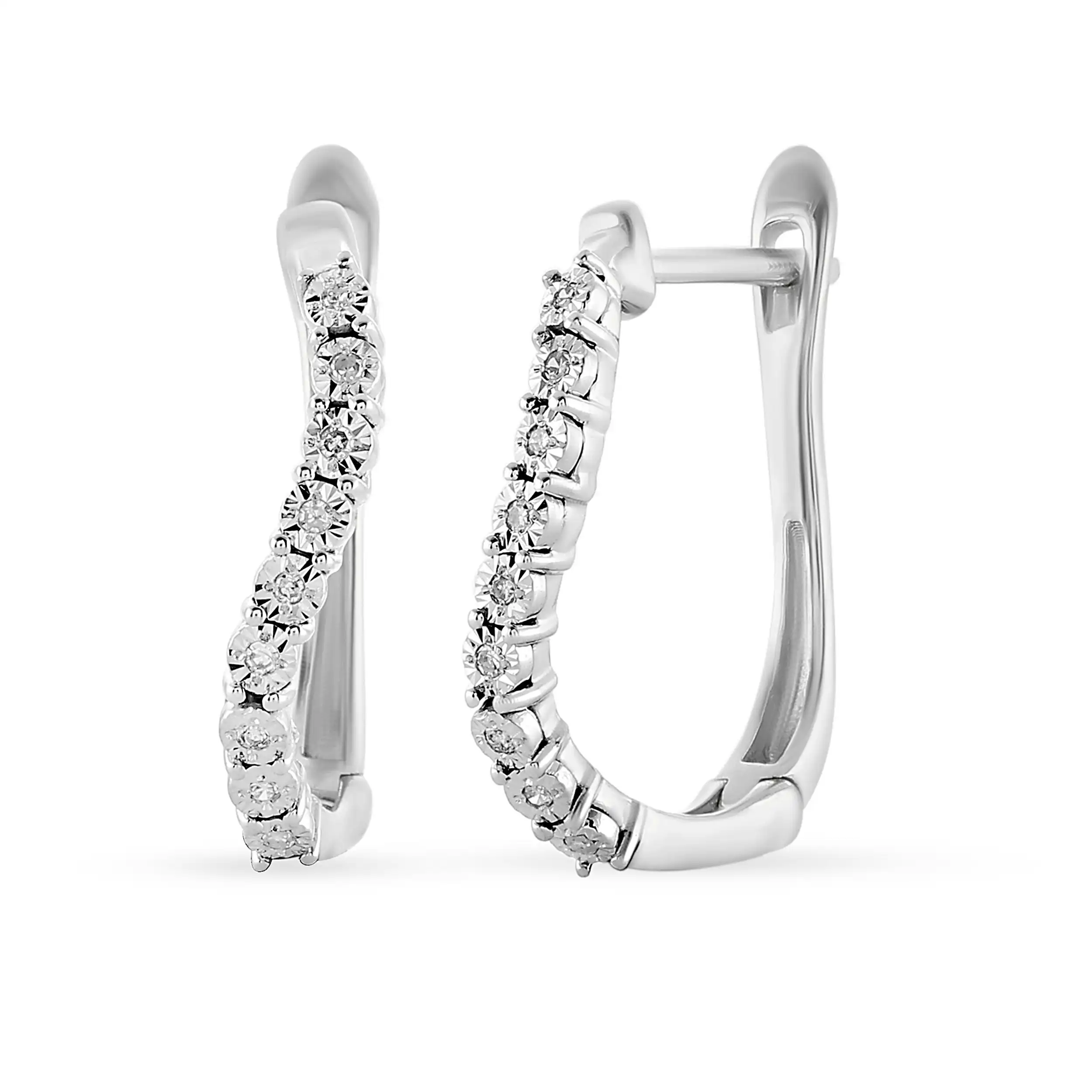 Diamond Miracle Hoop Earrings in Sterling Silver