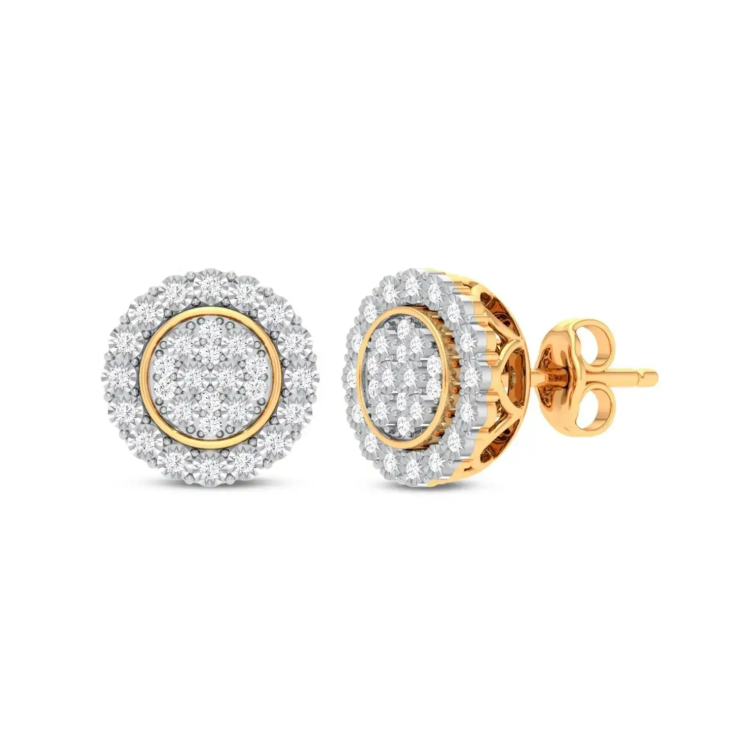 Meera Miracle Halo Earrings with 1/5ct of Laboratory Grown Diamonds in 9ct Yellow Gold