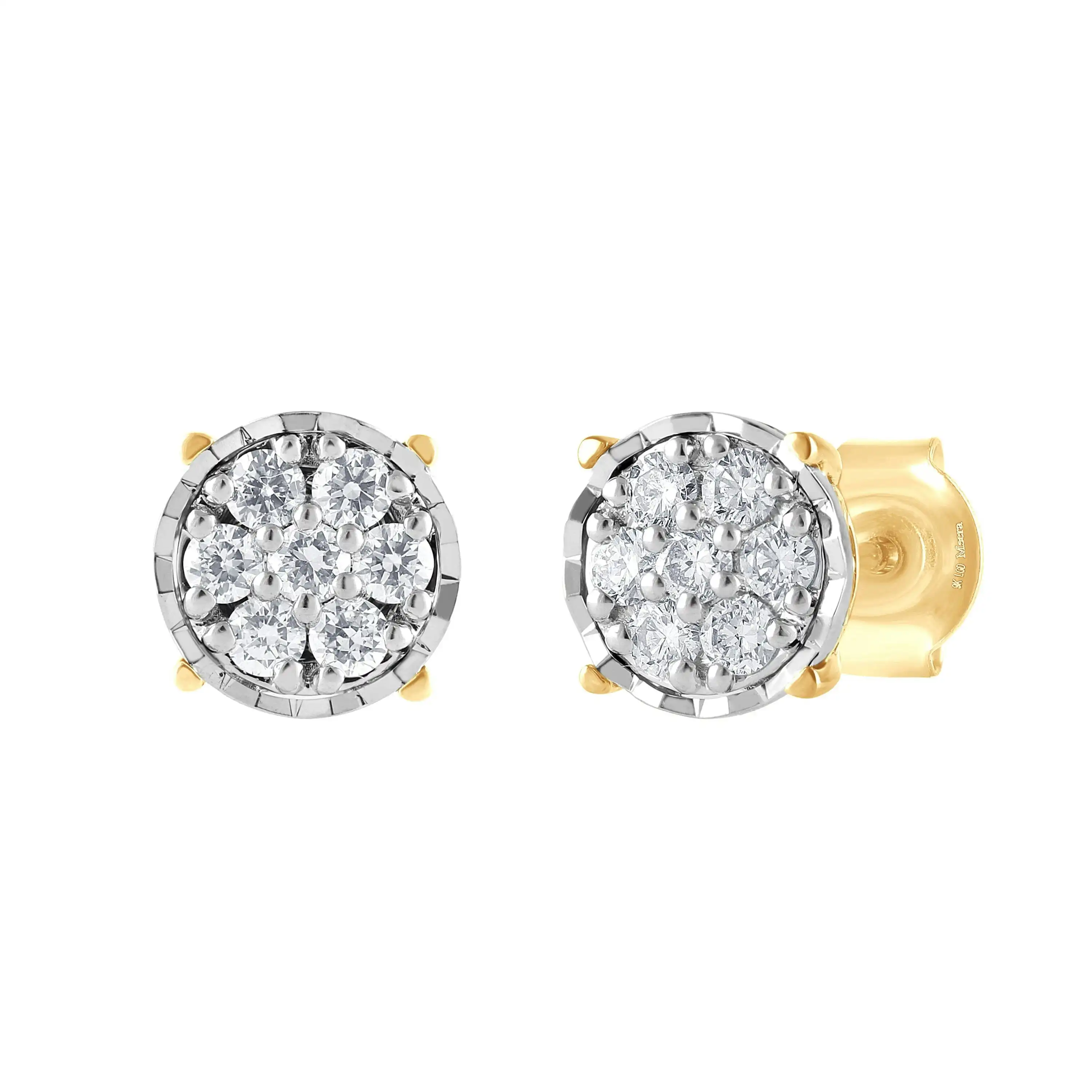 Meera Flower Composite Earrings with 1/3ct of Laboratory Grown Diamonds in 9ct Yellow Gold