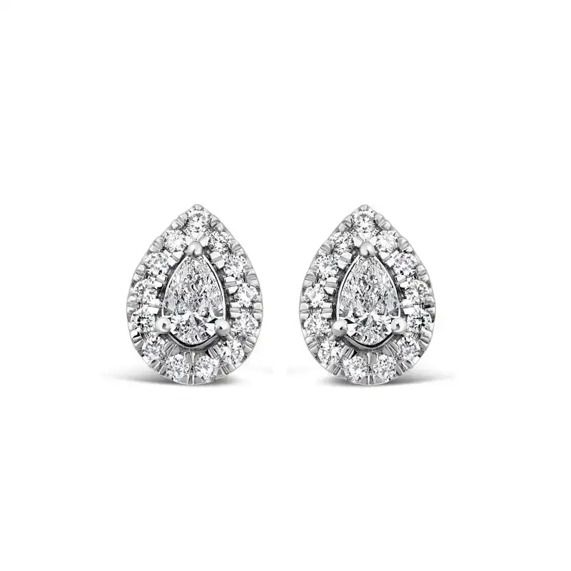 Meera Pear Shape Earrings with 0.60ct of Laboratory Grown Diamonds in 9ct White Gold