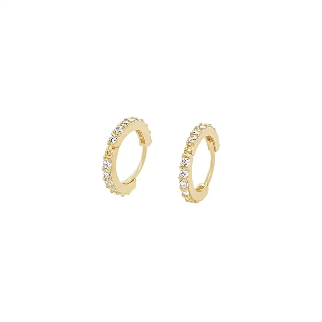 9ct Yellow Gold Huggie Style Earring with Cubic Zirconia