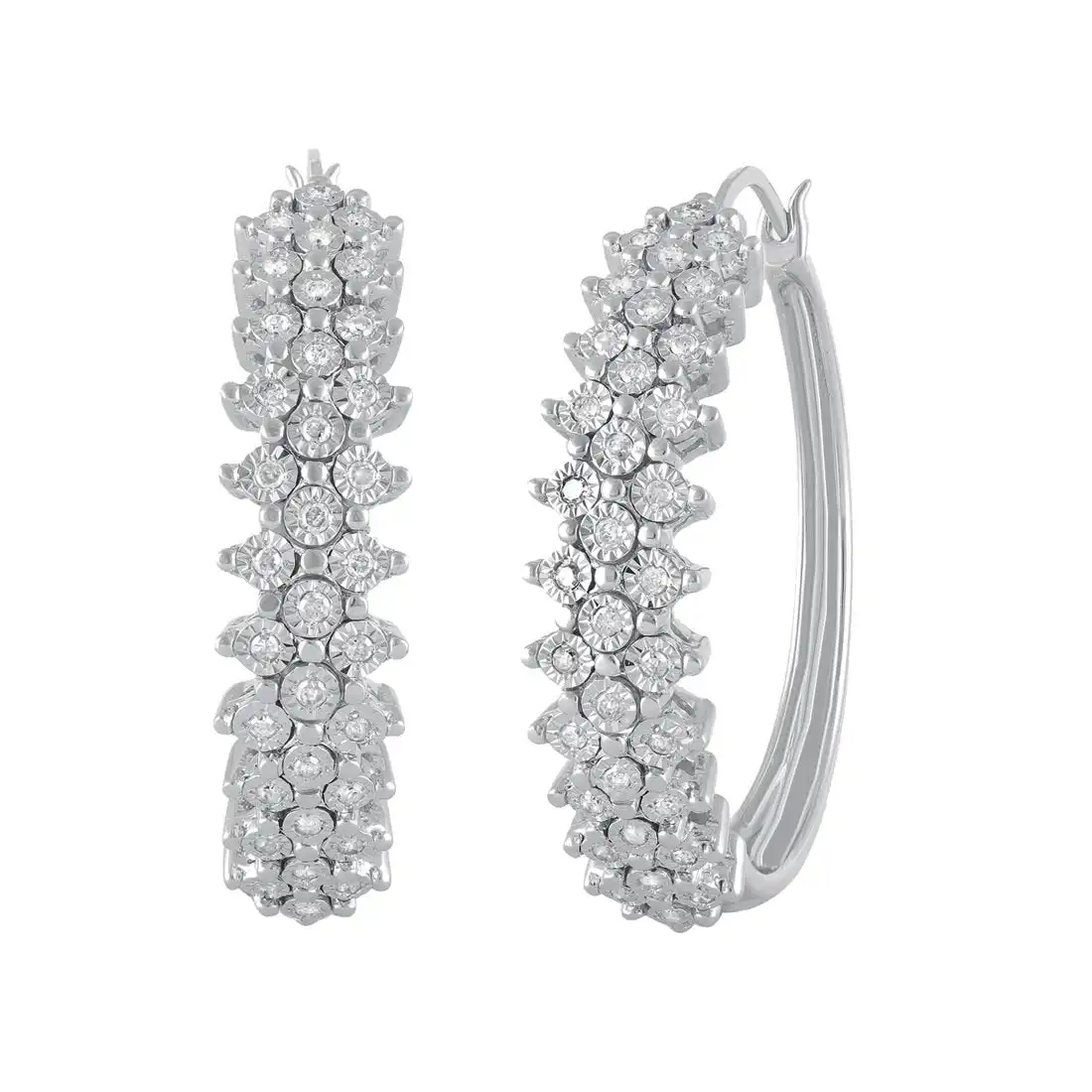 Sterling Silver 0.40ct Diamond Hoop Earrings