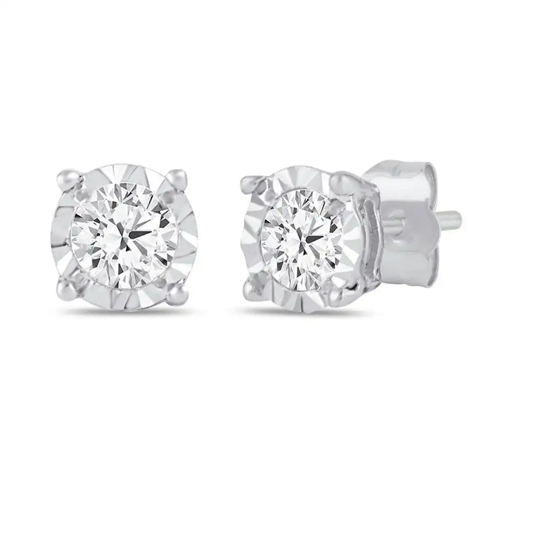 Tia Miracle Halo Earrings with 0.10ct of Diamonds in 9ct White Gold