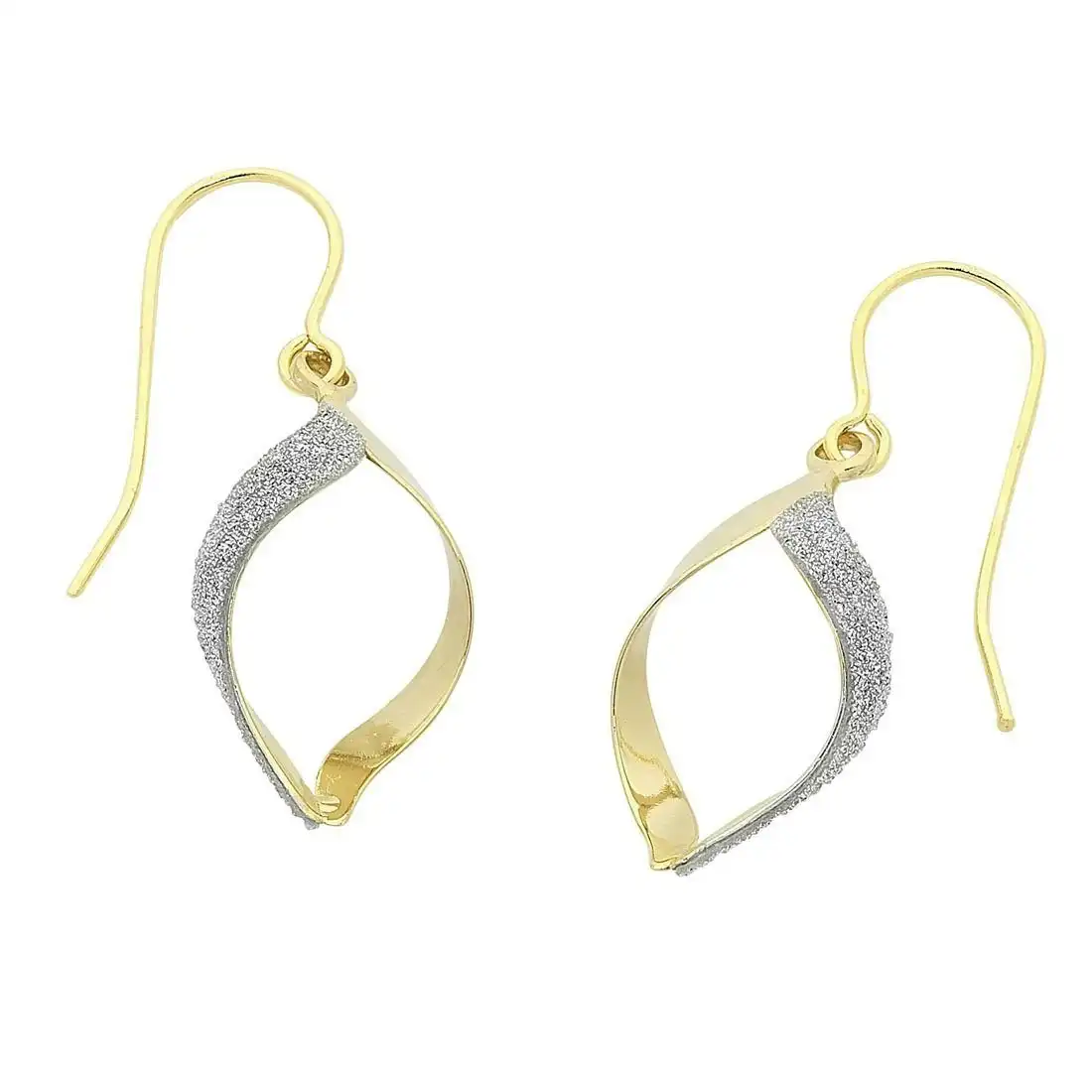 9ct Yellow Gold Silver Infused Stardust Drop Earrings