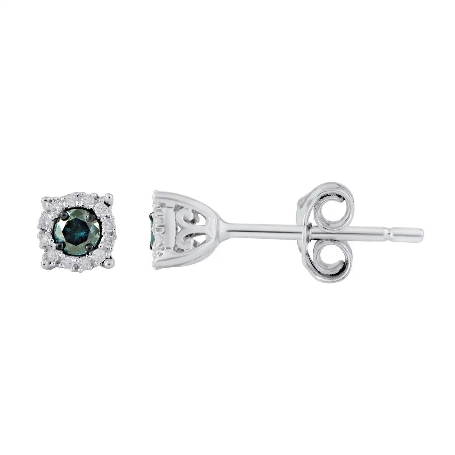 Halo Stud Earrings with 1/4ct of Diamonds in Sterling Silver