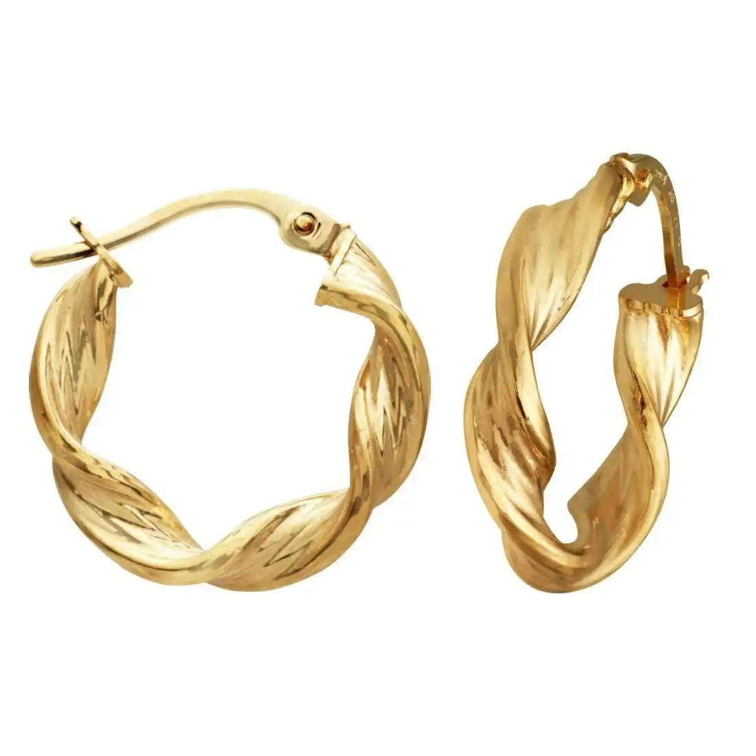 9ct Yellow Gold Double Twist Hoop Earrings 20mm