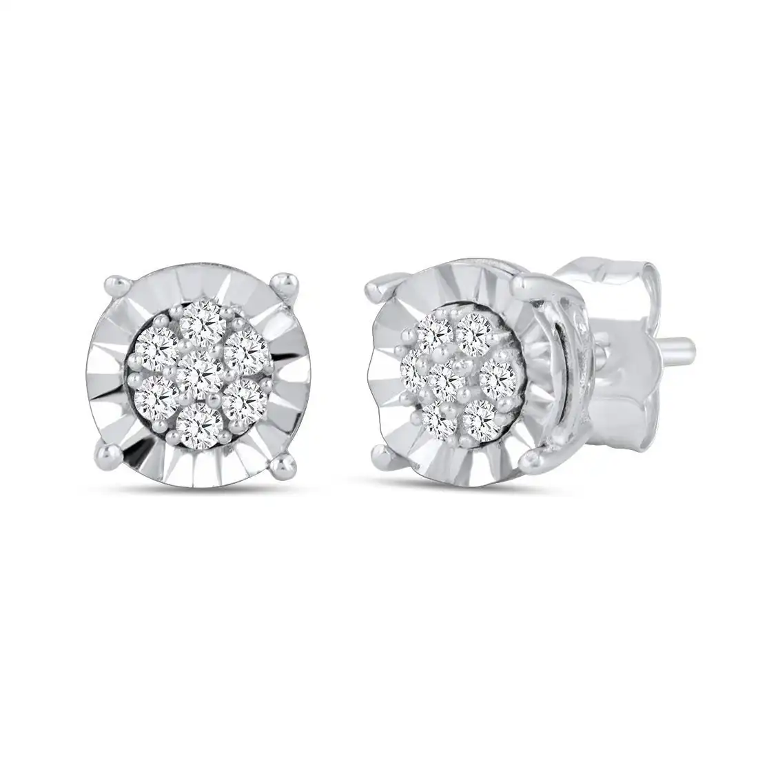 Tia Miracle Halo Stud Earrings with 0.20ct of Diamonds in 9ct White Gold