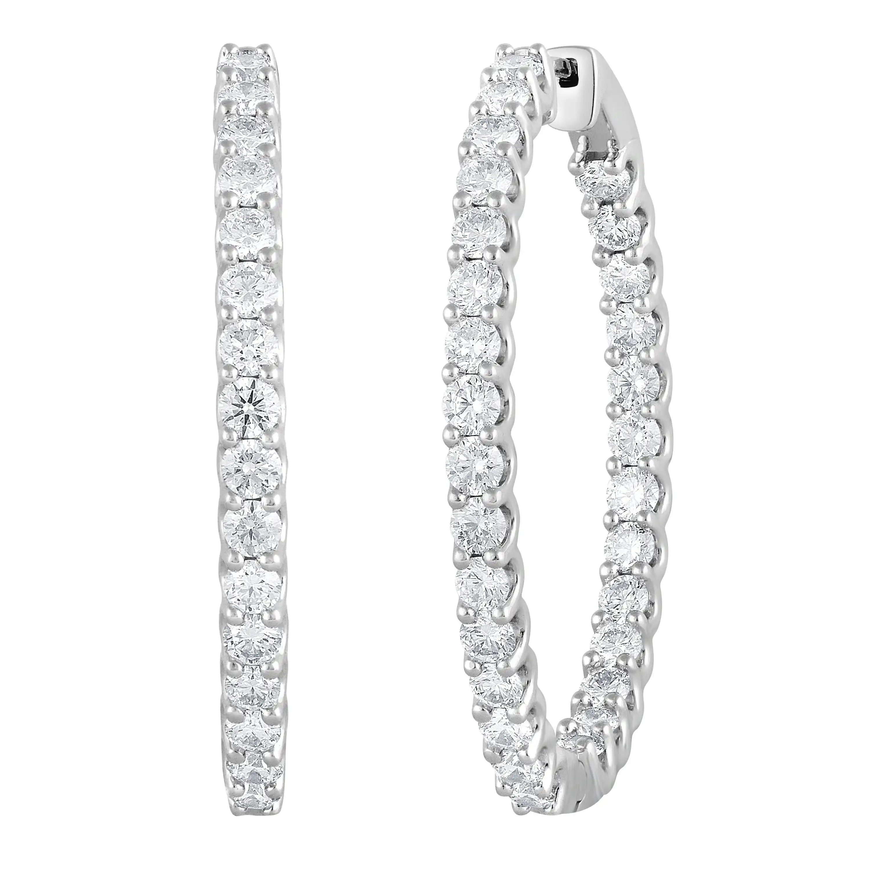 Mirage Hoop Earrings with 5.00ct of Laboratory Grown Diamonds in Sterling Silver and Platinum