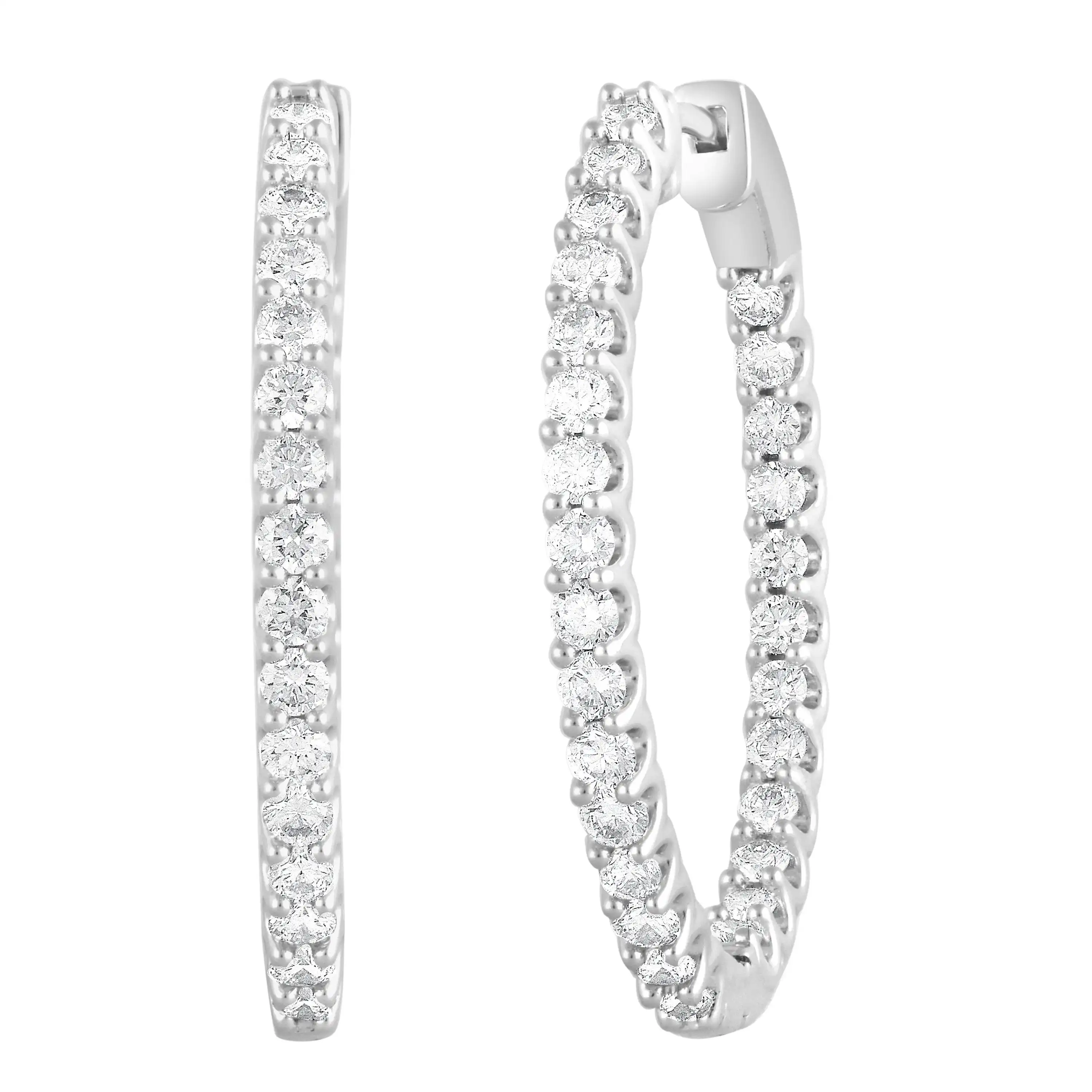 Mirage Hoop Earrings with 2.00ct of Laboratory Grown Diamonds in Sterling Silver and Platinum