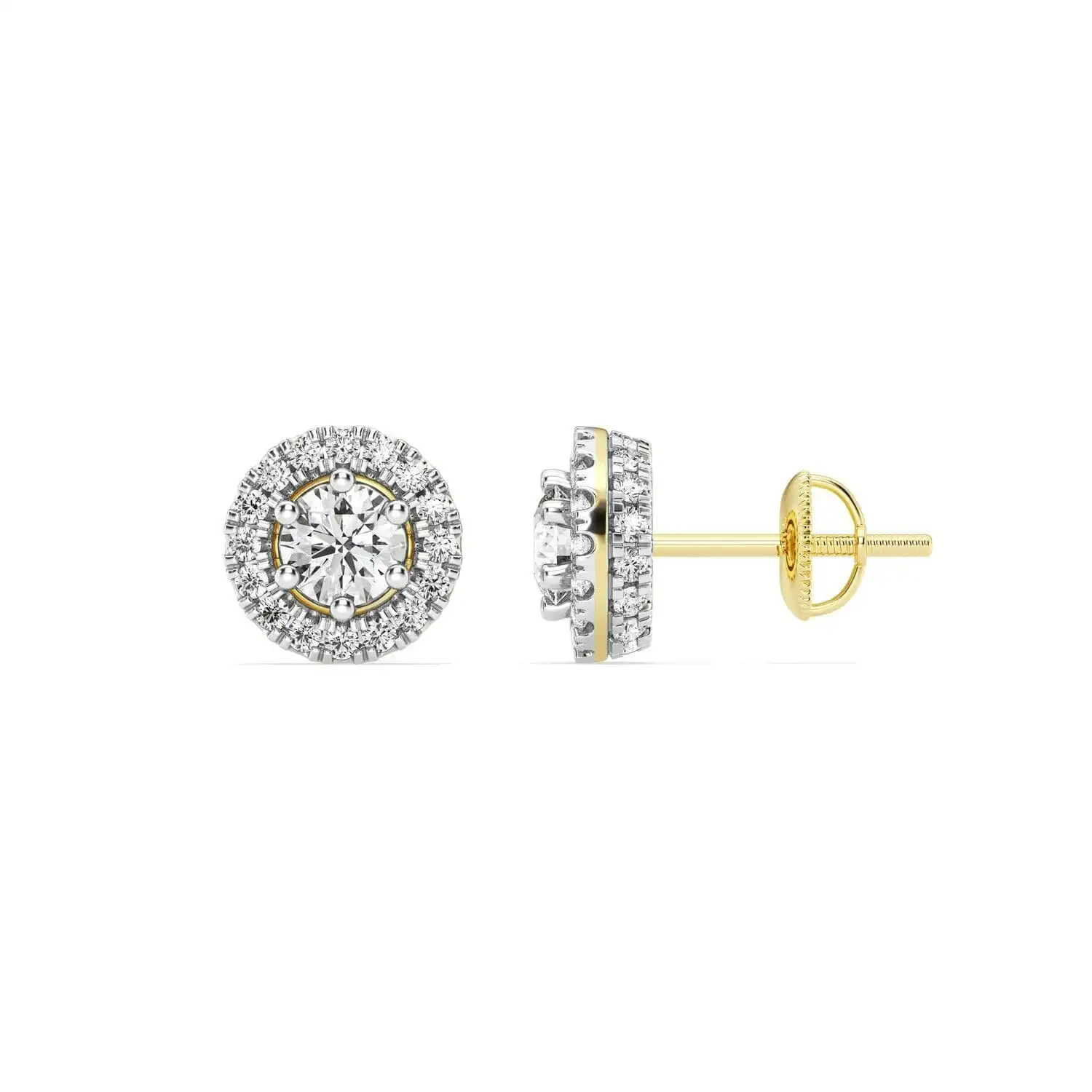 Love by Michelle Beville Halo Solitaire Earrings with 0.65ct of Laboratory Grown Diamonds in 18ct Yellow Gold