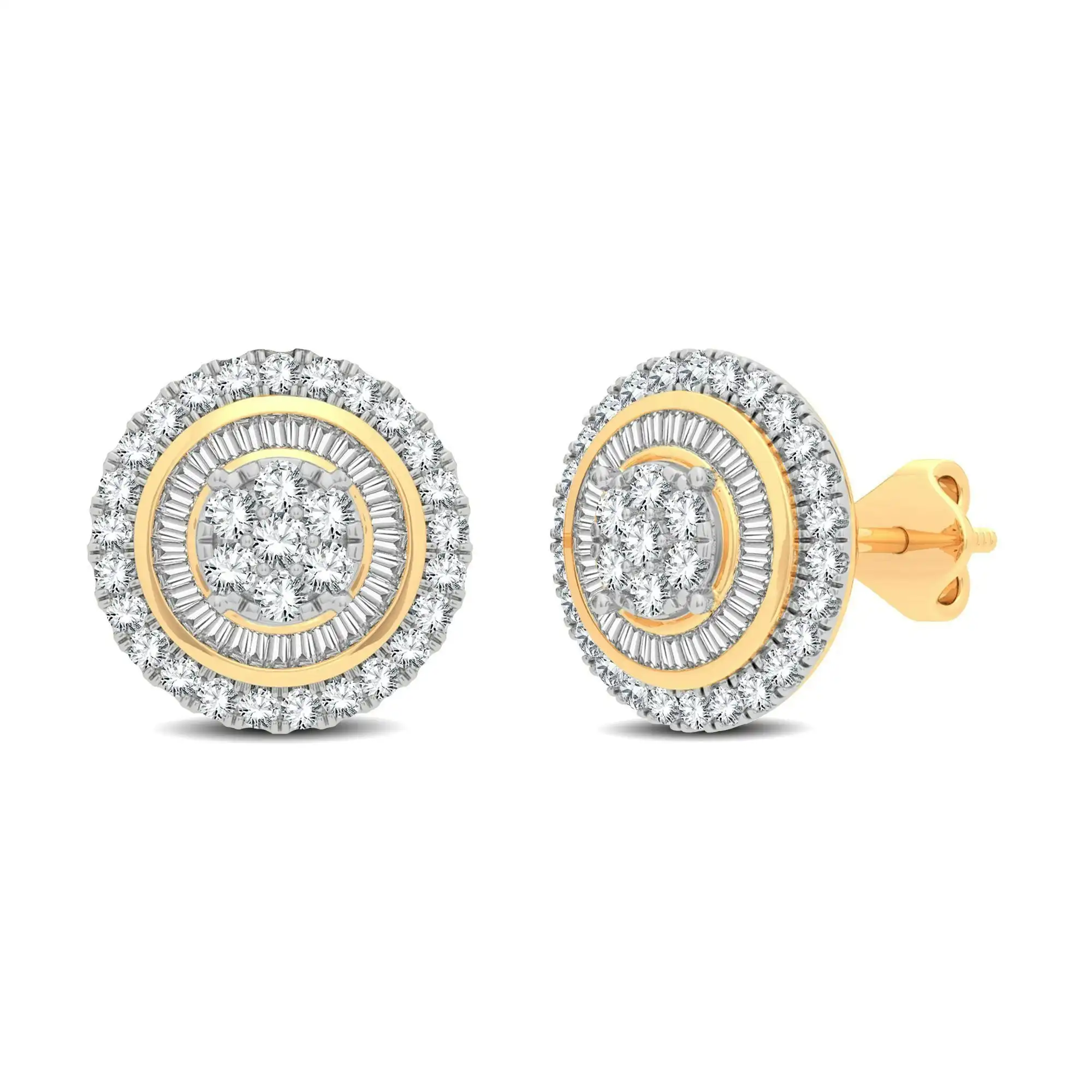Halo Stud Earrings with 3/4ct of Diamonds in 9ct Yellow Gold