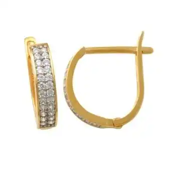 9ct Yellow Gold Hoop Earrings with Cubic Zirconia
