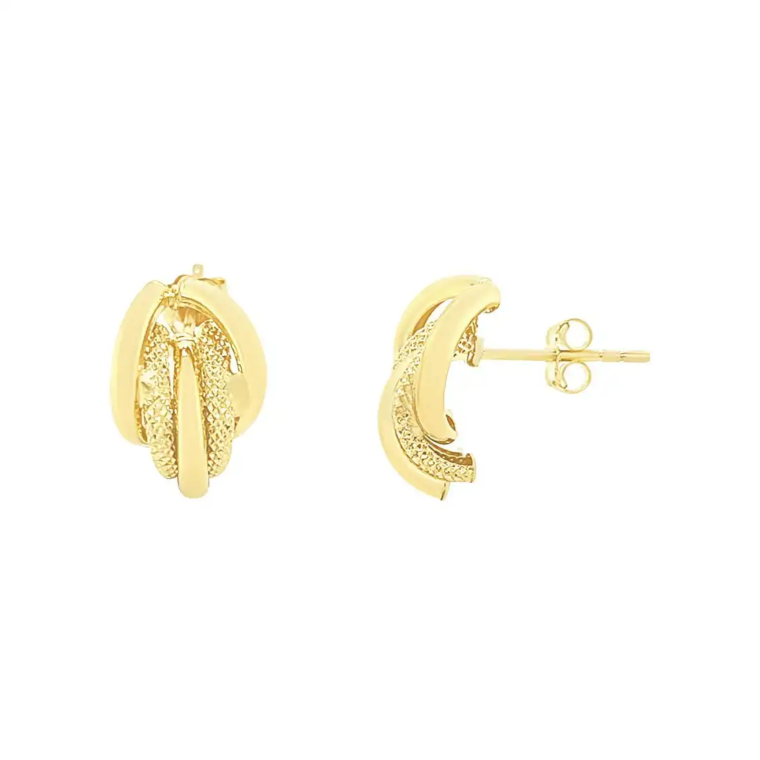 9ct Yellow Gold Fancy Half Round Earrings
