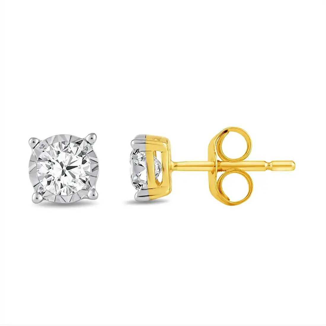 Tia Miracle Halo Earrings with 1/2ct of Diamonds in 9ct Yellow Gold