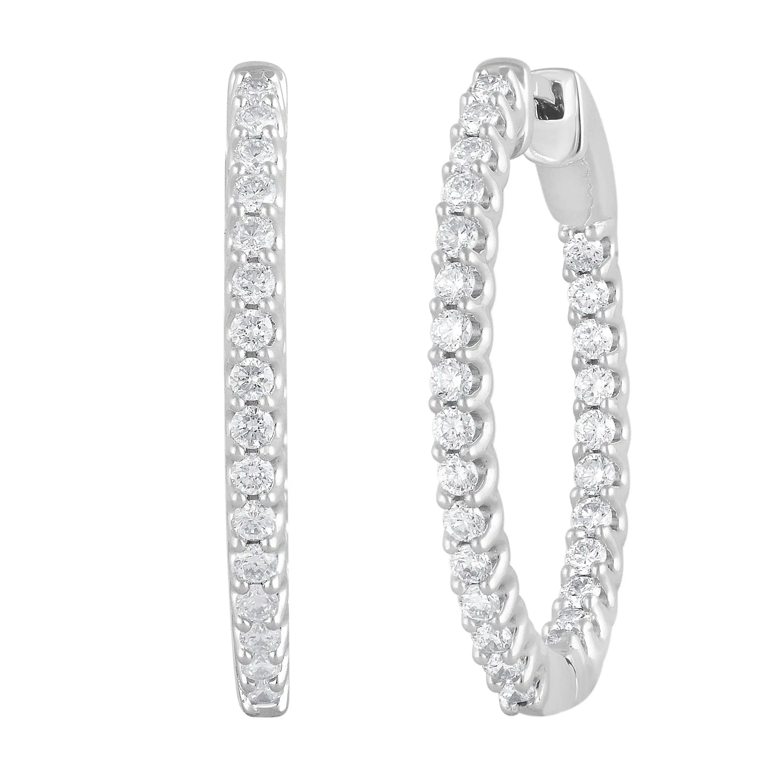 Mirage Hoop Earrings with 1.00ct of Laboratory Grown Diamonds in Sterling Silver and Platinum