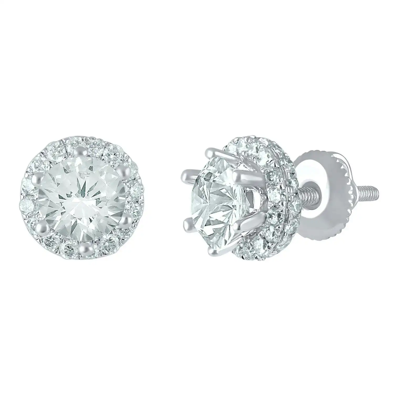 Love by Michelle Beville Halo Solitaire Earrings with 0.65ct of Diamonds in 18ct White Gold
