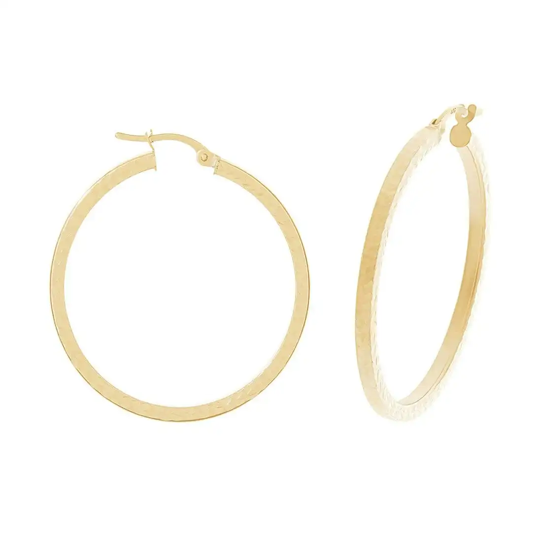9ct Yellow Gold Diamond Cut Hoop Earrings 20mm