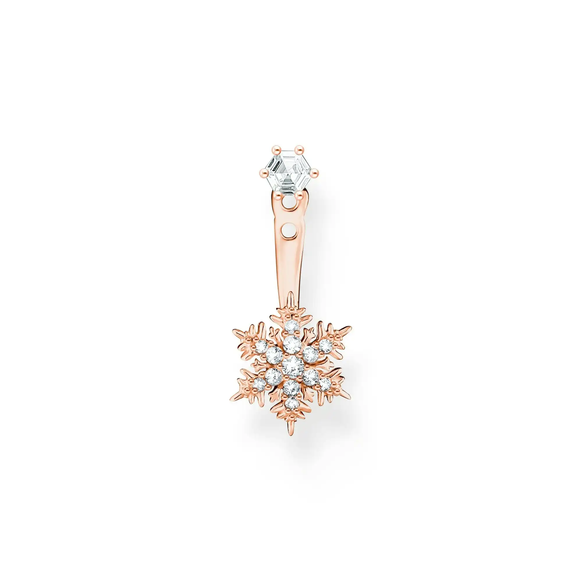 Thomas Sabo Single ear stud snowflake with white stones rose gold