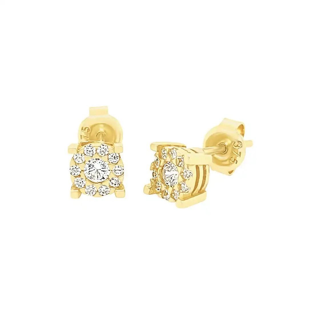 9ct Yellow Gold Stud Earrings with Cubic Zirconia