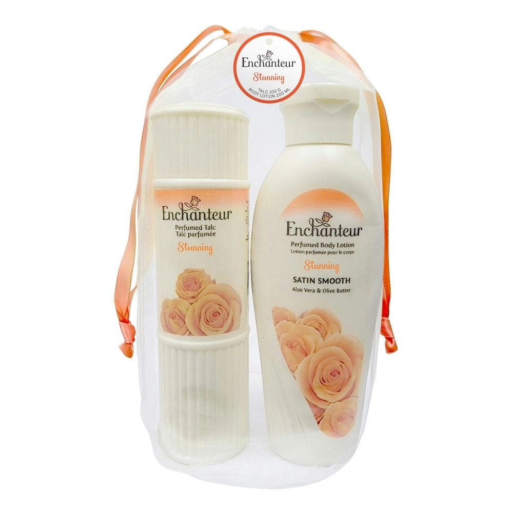 Enchanteur Stunning Gift Bag Set 100gm Talc Powder and 200ml Body Lotion