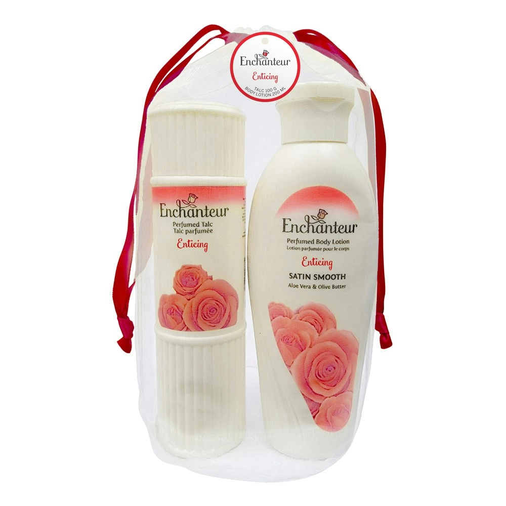 Enchanteur Enticing Gift Bag Set 100gm Talc Powder and 200ml Body Lotion