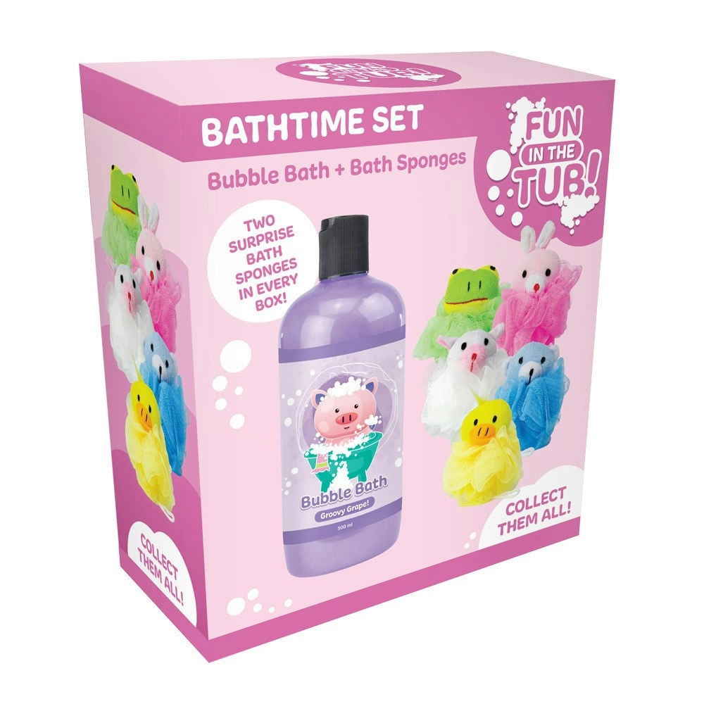 Fun in the Tub Piggy Bubble Bath Set With Bonus Animal Netting Sponges