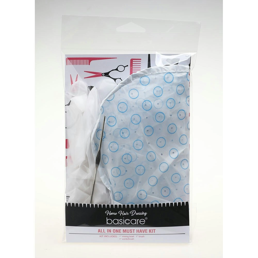 Basicare Hair Dyeing Kit Cap, Hook ,Needle & Gloves